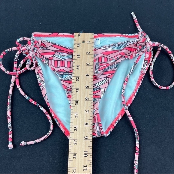 O'rageous Bikini Bottom Girls Medium Pink Green Tie Sides - Picture 5 of 8